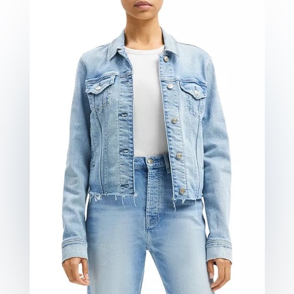 7 for all Mankind RED “classic trucker” denim jacket - Picture 2 of 9